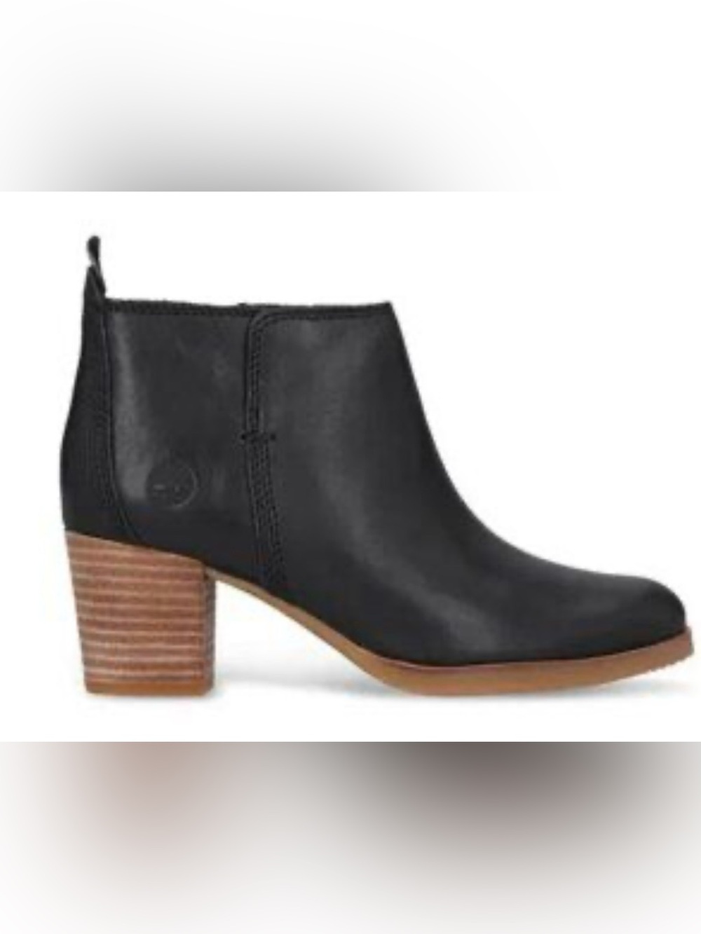 Timberland  Black Leather Chelsea Ankle Boot with Stacked Heel